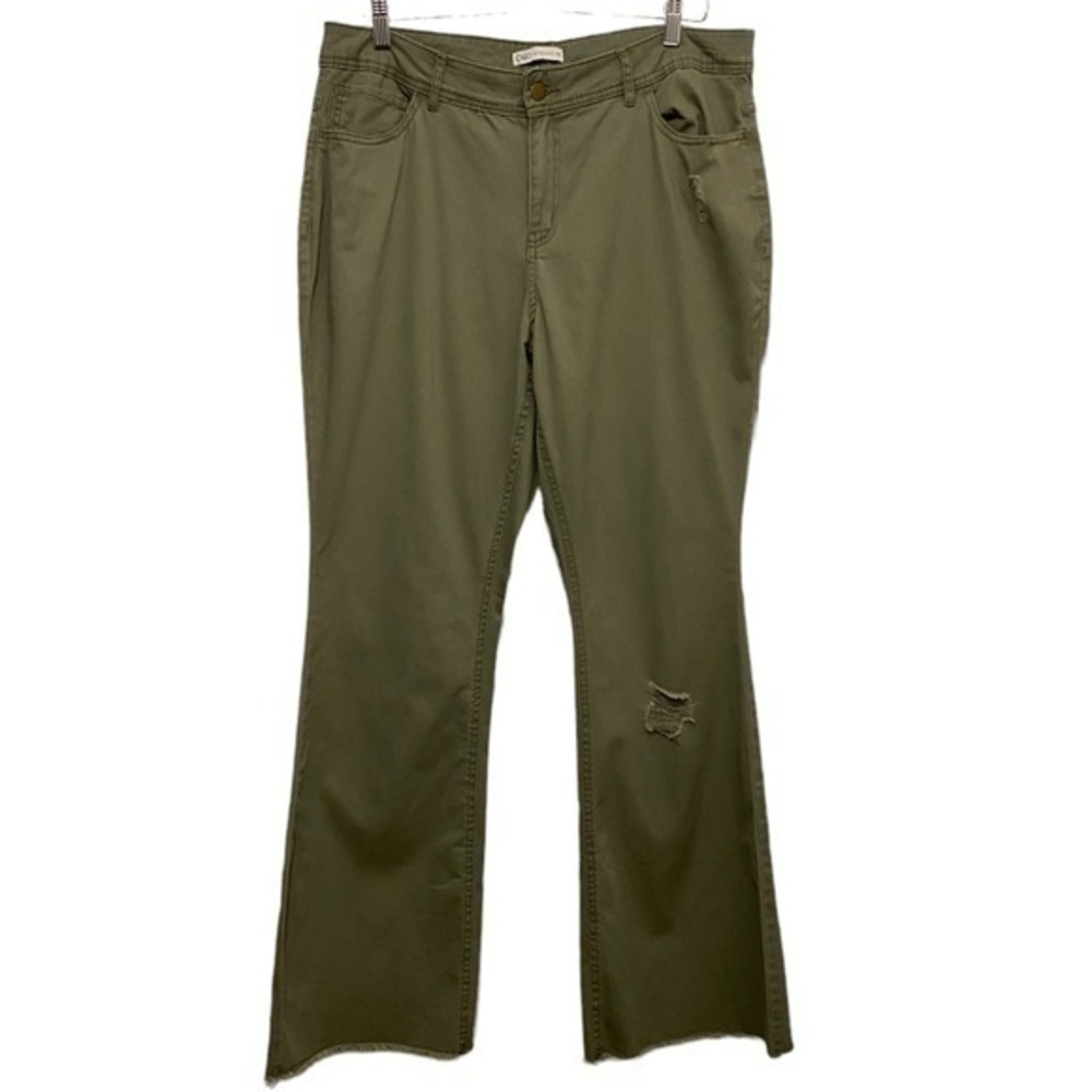 Cato Olive Green High Rise Lightly Distressed Pants Size 16W